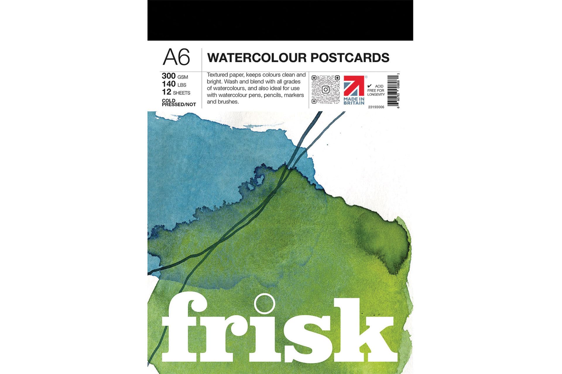 Frisk White 23193006 Watercolour Paper Postcard Pad, A6