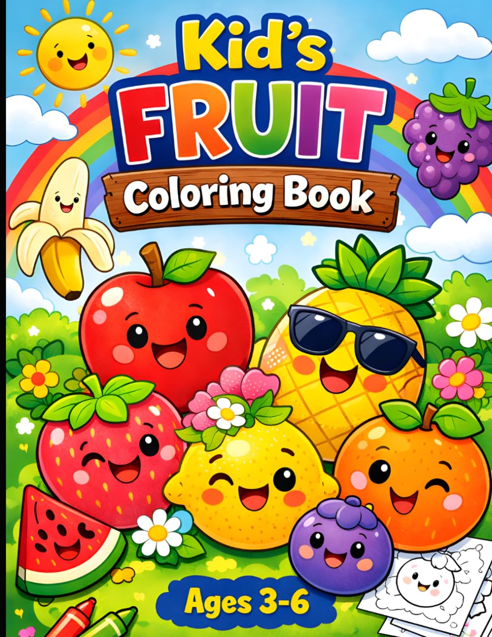 Kid's Fruit Coloring Book: Fun and Easy Fruit Illustrations for Toddlers and Preschoolers | Early Learning Coloring Pages with Cute and Simple Designs