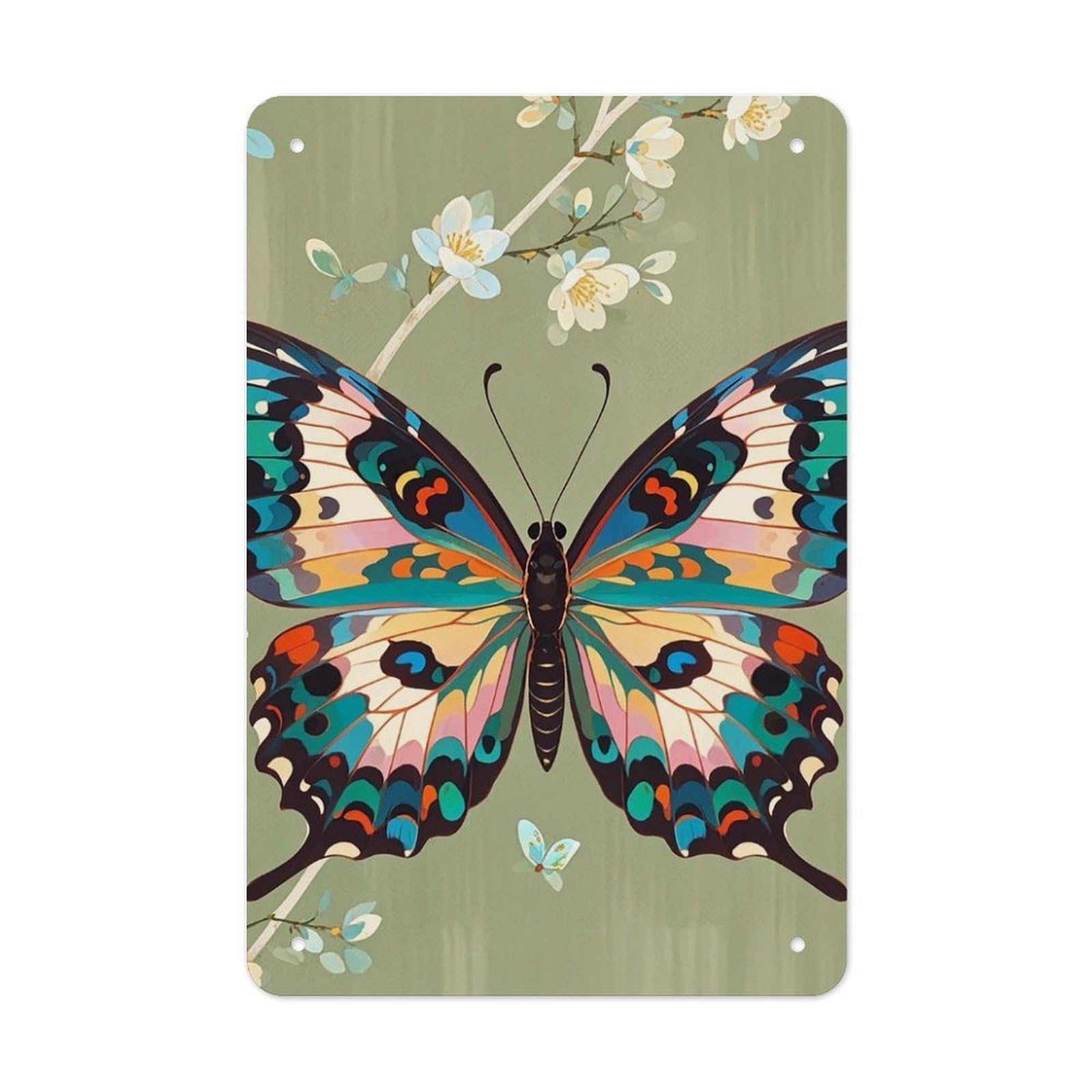 QMNLKH Ancient Butterfly Plaques for Wall Decor, Personalized Metal Tin Sign for Home, Multifunctional Poster for Office, Fashion Painting for Hallway, Wall Art Pictures, 7.9x11.8Inch