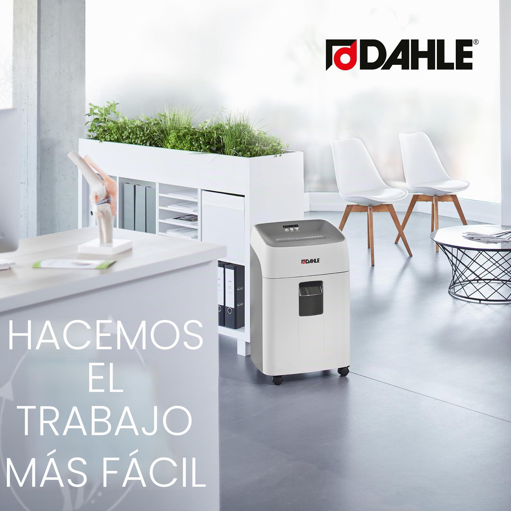 Dahle 504P Deskside, Destructor de Documentos P-5 de Gran Capacidad, Potente Motor para 15 Hojas, Tiempo de Funcionamiento prolongado, Bandeja extraíble, sin Atascos para el hogar y la Oficina.