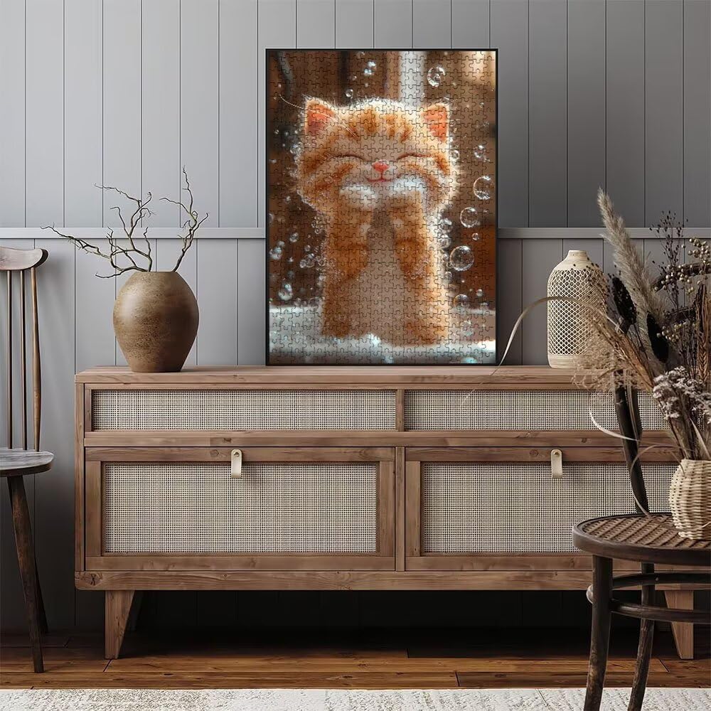 Puzzle 2000 Pezzi, Gatto Bagno 3D Puzzle per Adulti Impegnativo, Educa Puzzles Artistico, Divertente E Stimolante Puzzles Decorativo per La Famiglia, Regalo e Decorazione Pareti DX0YL6-642