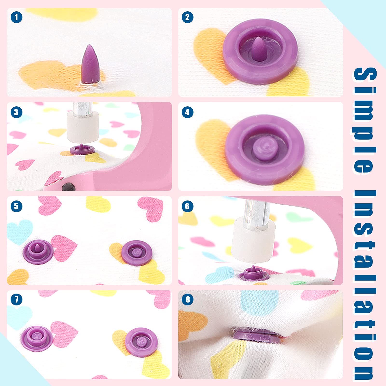 Set Di 384 Bottoni a Pressione in Plastica Con Pinze a Pressione