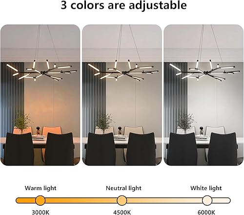 Miniatura 13 de Candelabro negro moderno, lámpara Sputnik con 10 luces, regulable, enchufable, lámpara de techo colgante incrustada, lámpara colgante LED dorada