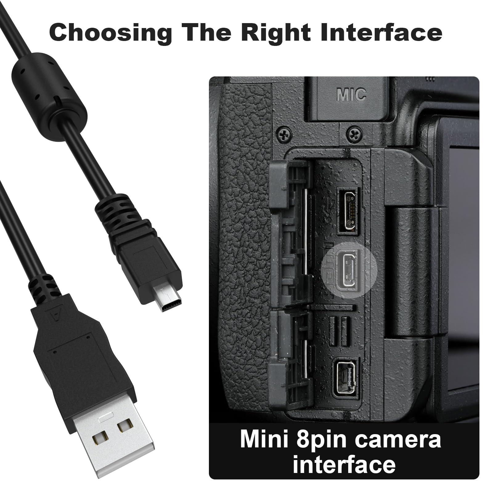 KWTOUL Cavo USB UC-E6 UC-E16 UC-E17 Cavo dati compatibile con Nikon D5500 D5300