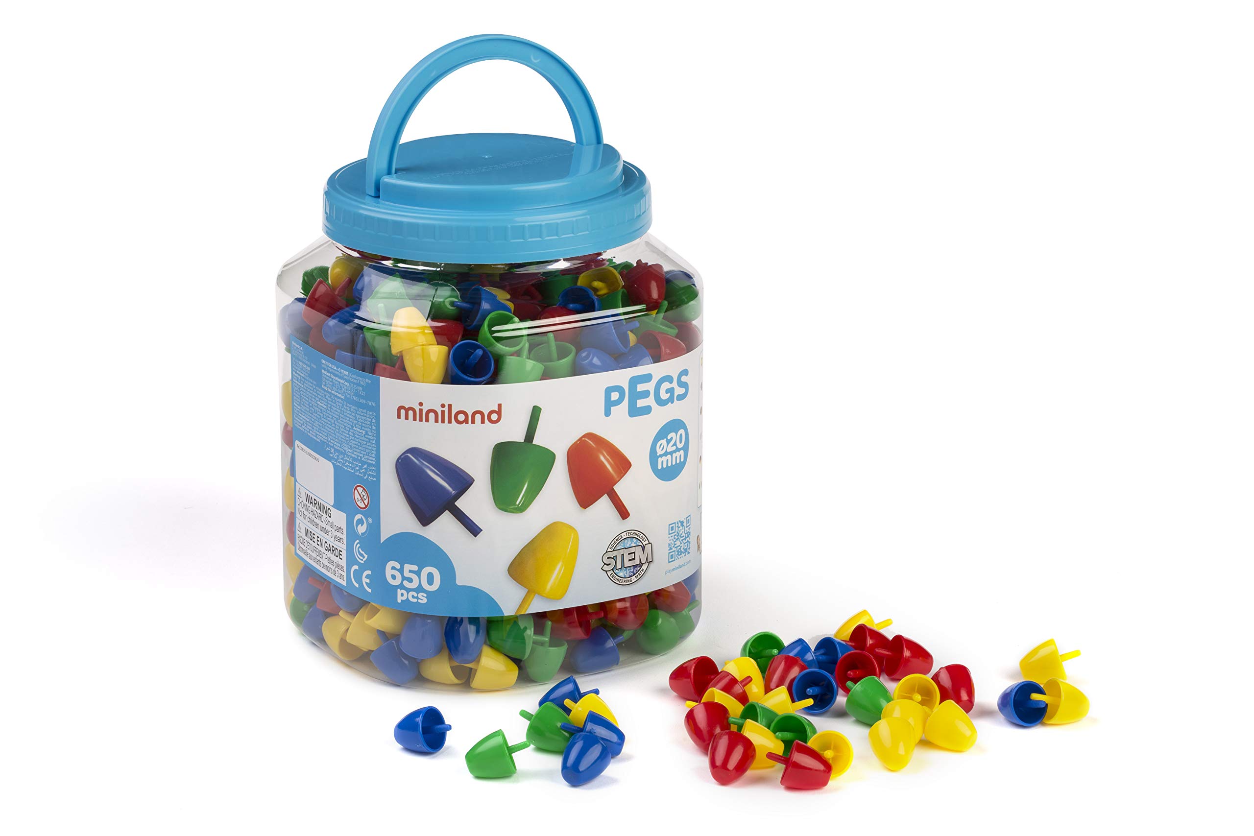 Miniland Pegs 20 mm (650 Piezas) - Primary Colors