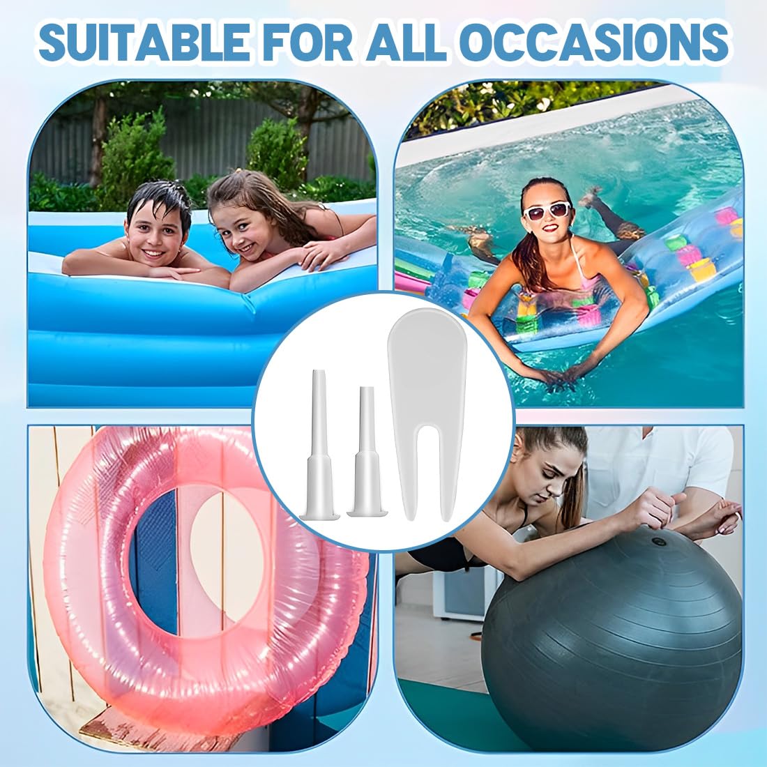 6 Pcs Bouchon d'air Yoga, Kit de Remplacement de Bouchon de Ballon d'exercice pour Yoga, Yoga Air Bouchon, Tige de Prise de Rechange, avec 2 Outil Amovible