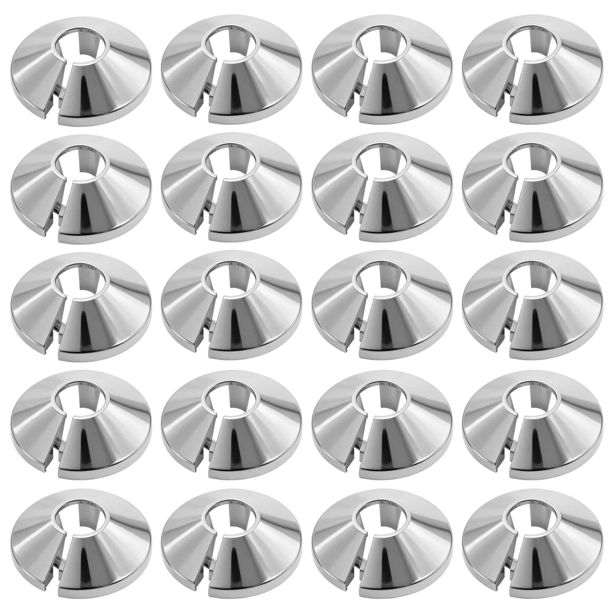 20 PCS Radiator Pipe Covers Chrome Radiator Pipe Collars Plastic Radiator Caps 15mm Pipe Clips 4.5cm Wide Snap On PVC Copper Pipe Covers for Central Heating Pipe Decoration