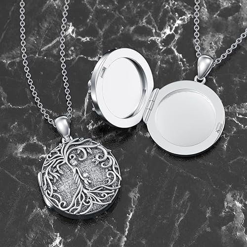 Miniatura 5 de TOUPOP Collar con medallón de árbol de la vida para madre y 1 niño2 niños3 niños4 niños5 niños, collar de medallón de plata de ley para fotos de