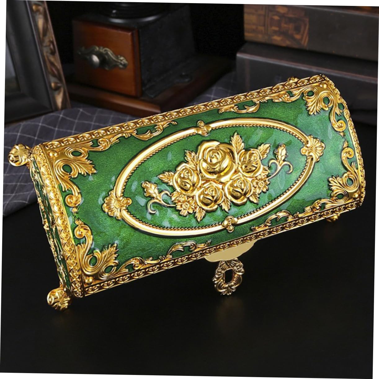 Holibanna Vintage Schmuckschatulle Im Europäischen Stil, Schatzorganisator Mit Fuß Für Die Kommode