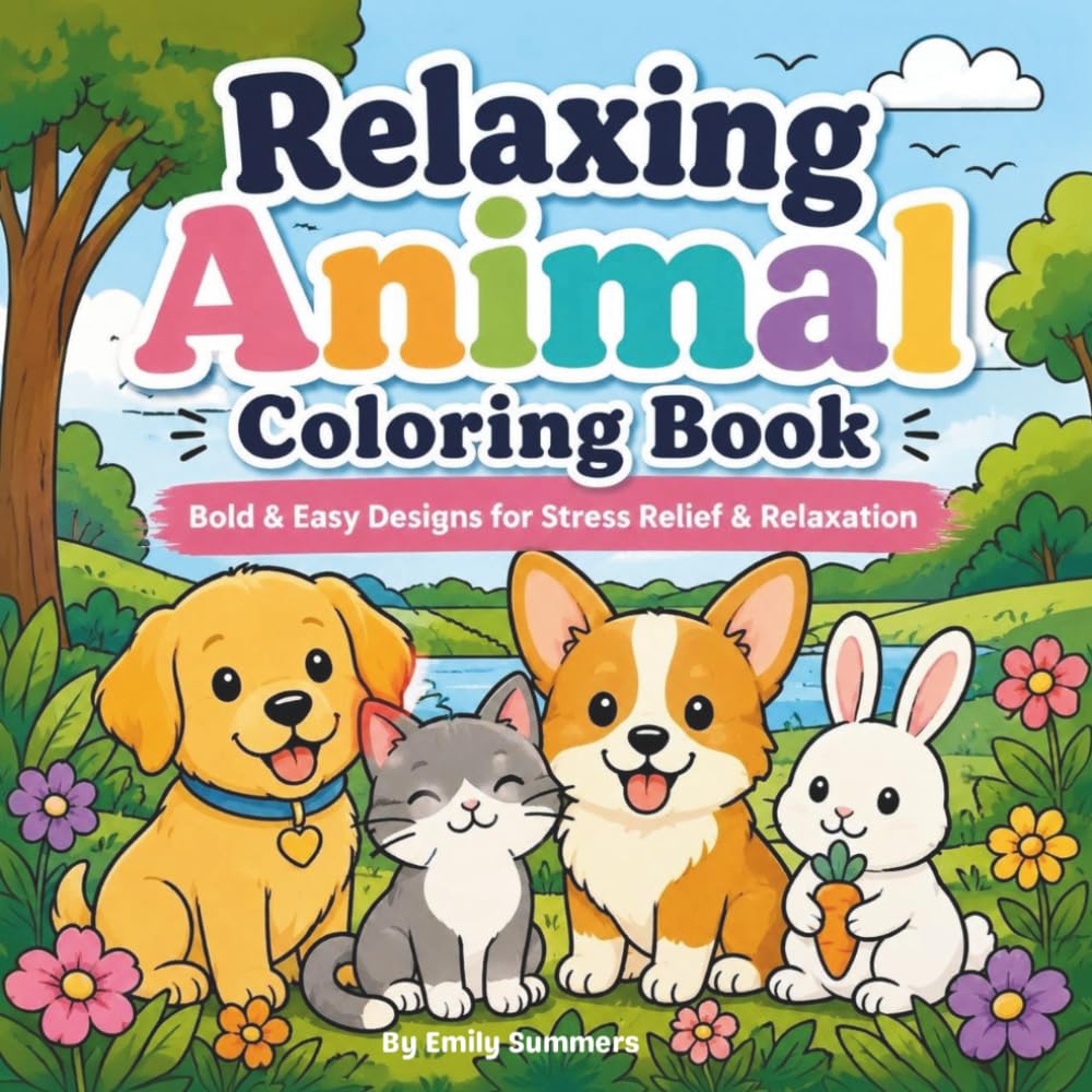 Relaxing Animal Coloring Book: Bold & Easy Designs for Adults, Teens & Seniors, Stress Relief & Mindfulness. (Cozy Relaxation Coloring Books)