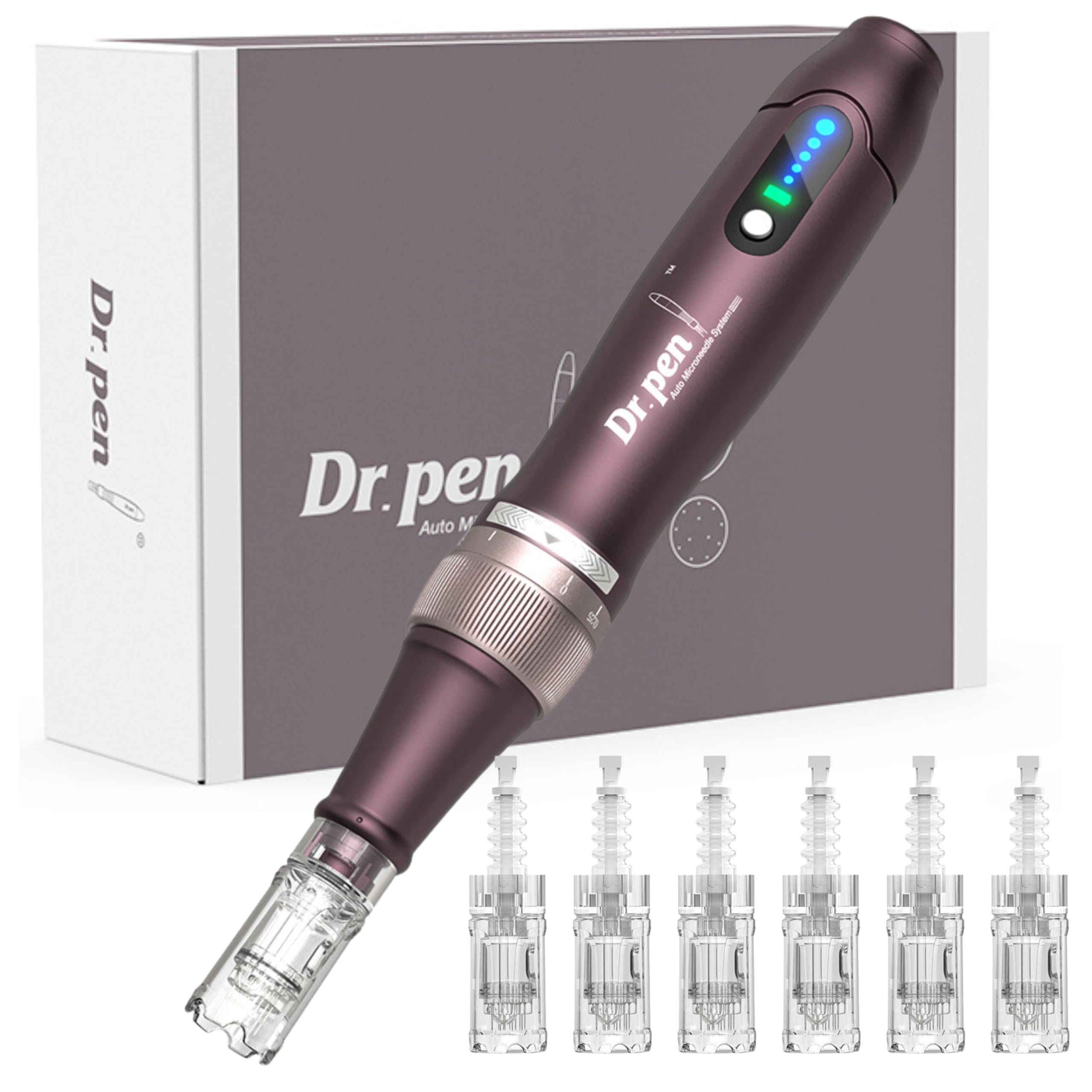 Dr. Pen Ultima A10 Professional Microneedling Pen Kit - Microneedle Dermapen for Hair Growth - Wireless Derma Pen - Amazing Skin Pen - 10 Cartridges - (2pcs 12pin + 3pcs Nano+ 3pcs 42) + 2pcs in Kit