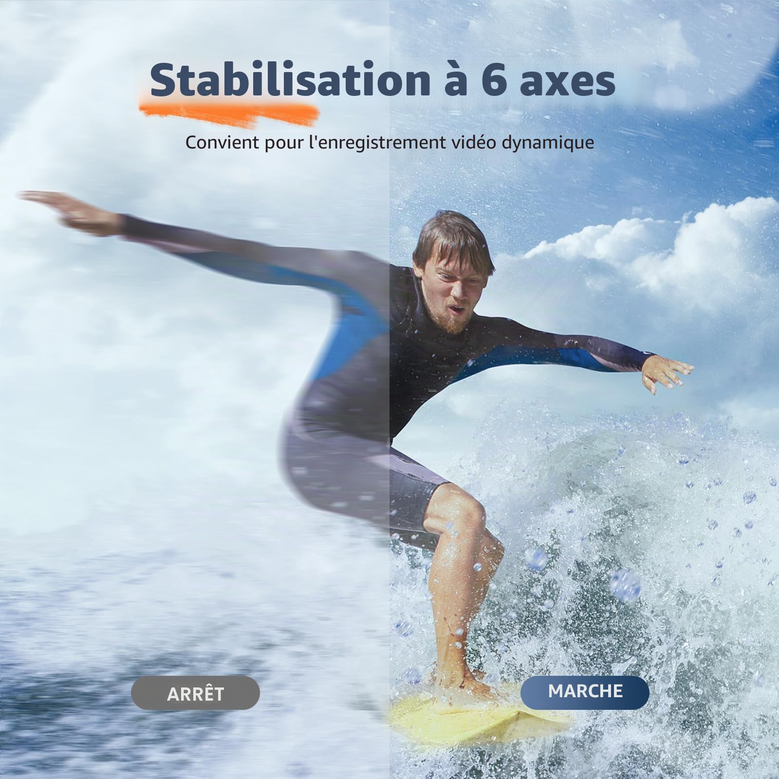 4K60fps Caméra d'action sous-marine avec carte SD 64 G Caméra WiFi 48 MP Zoom 8X Caméra de casque avec stabilisation 6 axes Caméra de sport avec 2 batteries de 1350 mAh Kit d'accessoires de support de