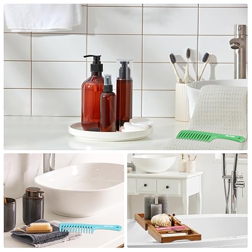 Miniatura 5 de BEAYUNG 2 peines grandes de dientes anchos, peines de ducha para mujeres, cepillo de pelo rizado, peine desenredante, peine de peinado, herramienta