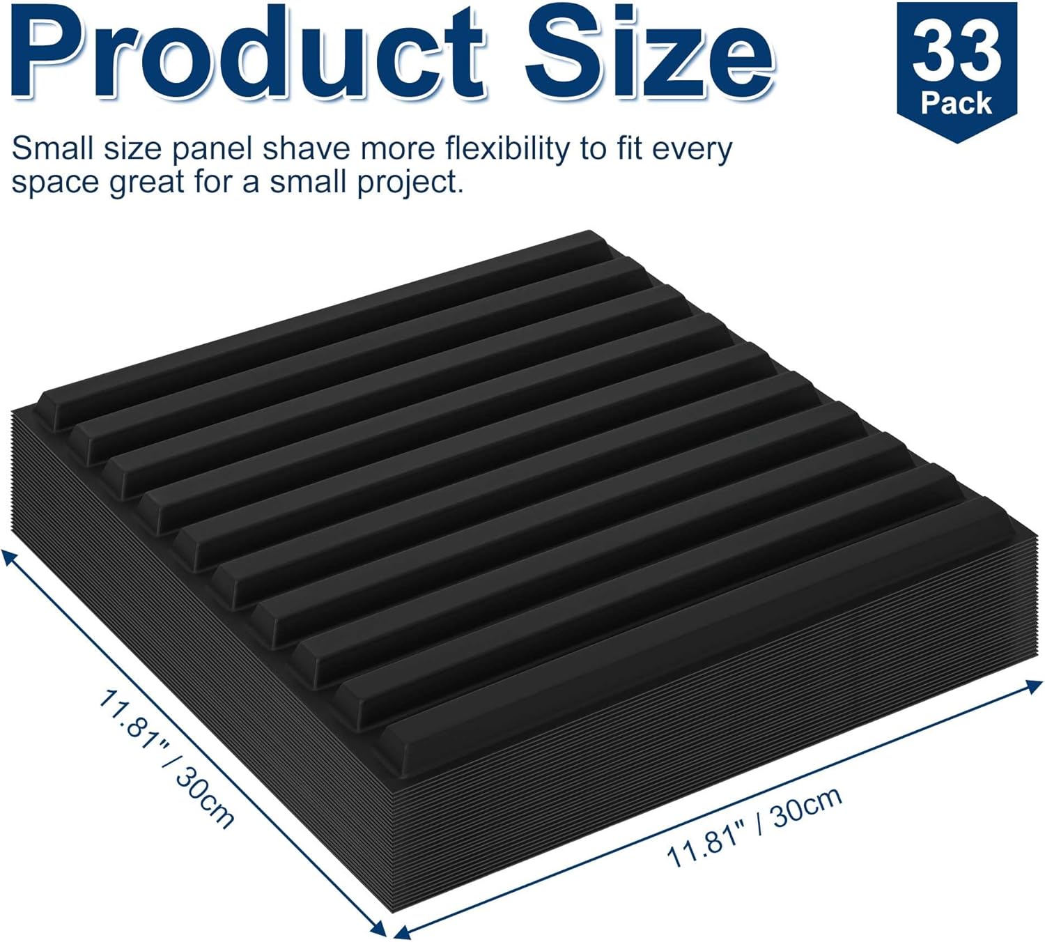 3D Slat Wall Panels - 33 Pack 11.8 x 11.8 Inch Tiles for Interior Ceiling and Wall Décor, PVC Modern Textured Paintable Panels for Living Room Bedroom Hotel Office DIY, Black, Cover 31.9.Sq.Ft.