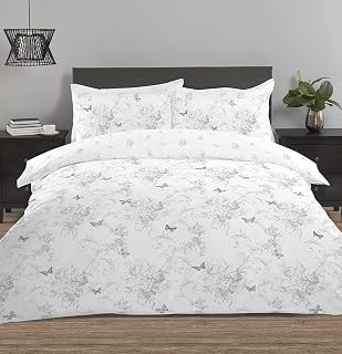Night Comfort Percale Duvet Cover Set with Pillowcase - Luxury Cotton Blend Reversible Bed Set Quilt and Pillow Cover (White, King)