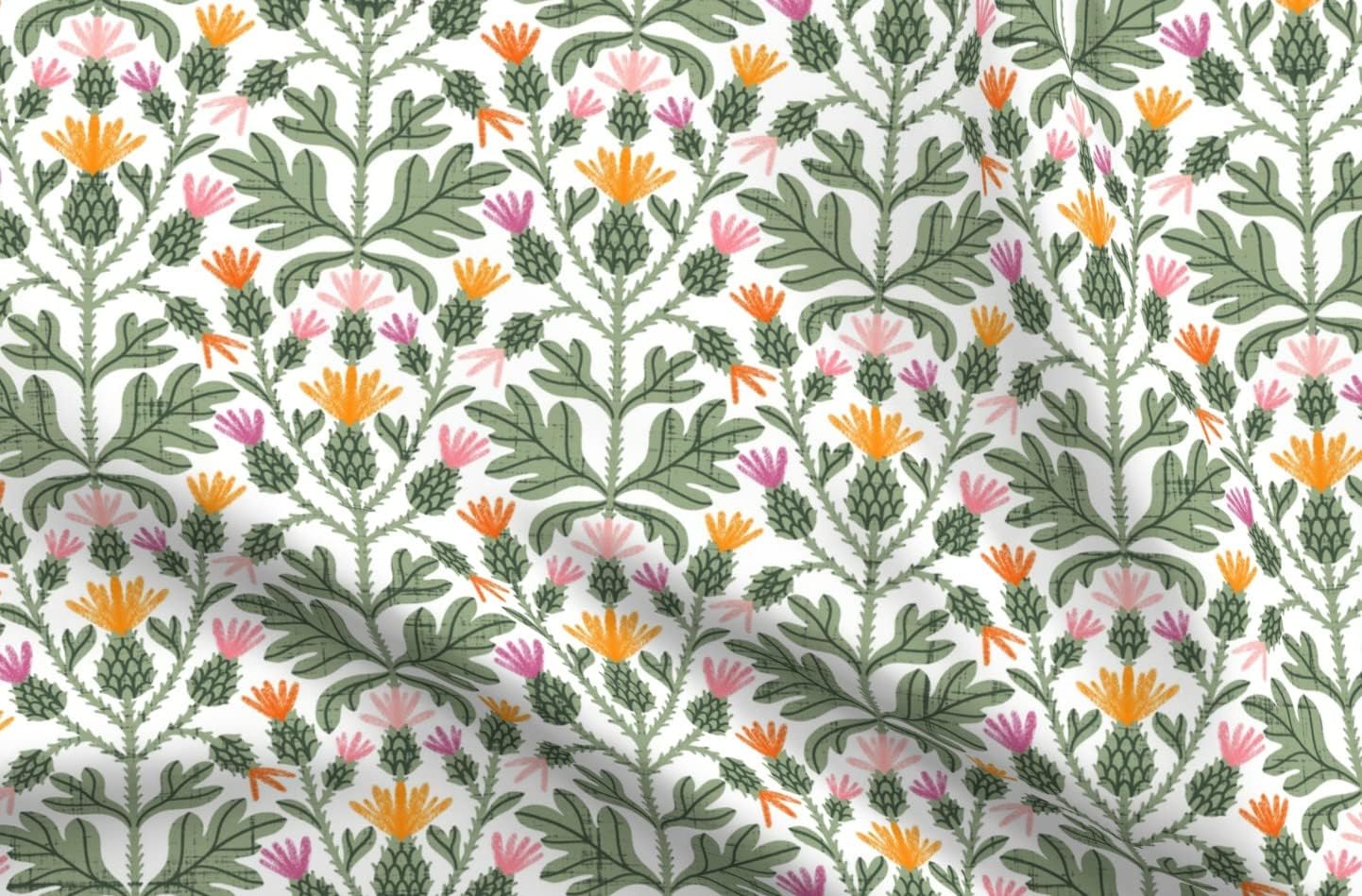 Spoonflower Fabric - Victorian Floral Art Nouveau Vintage Style Retro Cottage Core Printed on Upholstery Velvet Fabric Fat Quarter - Upholstery Home Decor Bottomweight Apparel