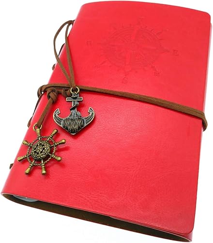 Vista 12 de Ailifly Cuaderno de escritura de cuero náutico vintage, hojas sueltas en blanco, recargable, diario de viaje en relieve, cuaderno en espiral