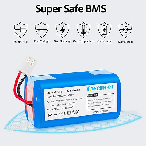 Miniatura 3 de Qwenoer Batería de repuesto de iones de litio de 14.4 V 2800 mAh compatible con Eufy RoboVac 11, 11S, 11S Plus, 11S MAX, 12, 15C MAX, 15C, 30, 30C,