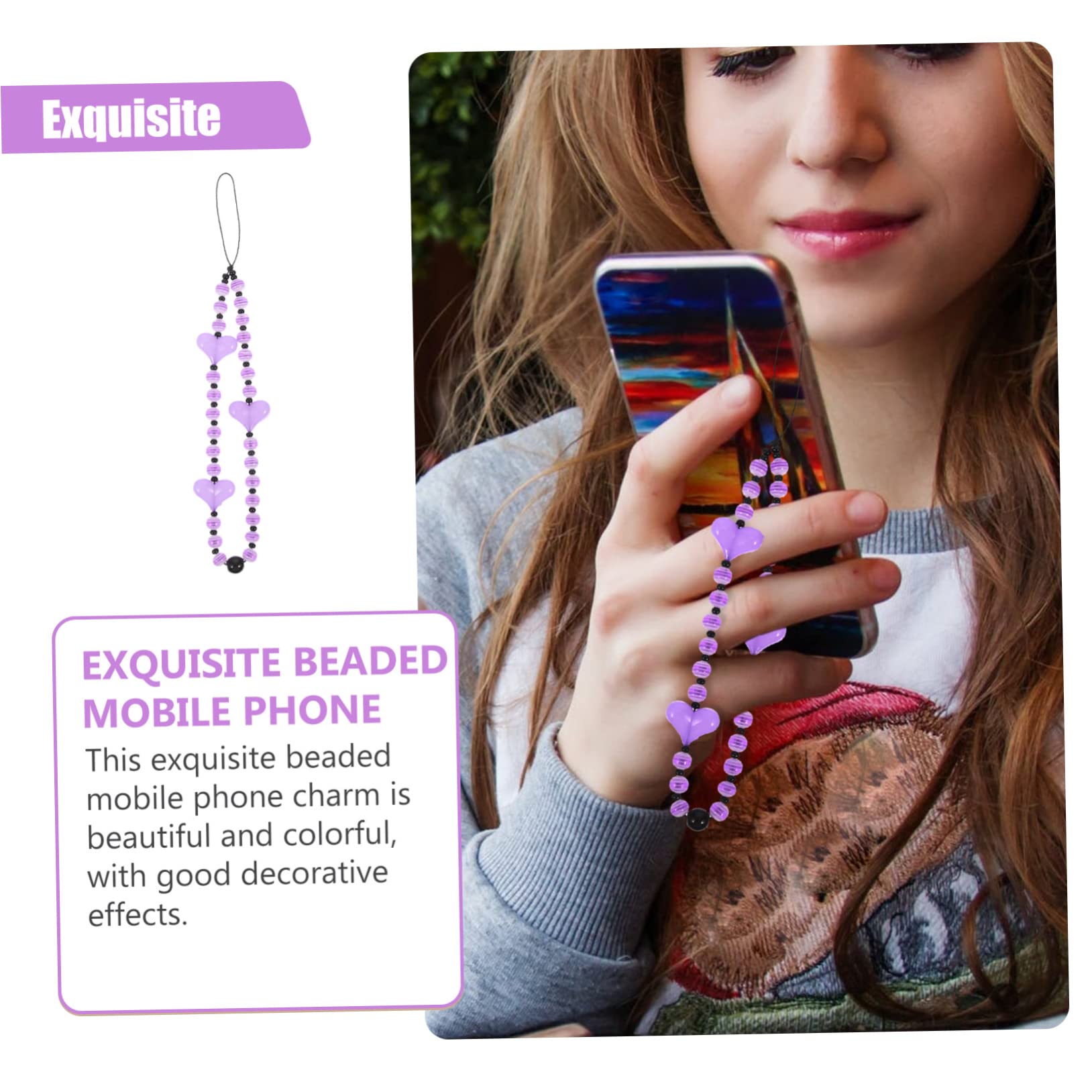 DOITOOL 2 Piezas Amor Cadena Para Teléfono Móvil Llavero Colgante Cadena Teléfono Portátil Encanto Llaveros Mujeres Cordón Para Llaves Bolsa Colgante Cadena Pulsera Cordón Teléfono Cordón