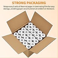 Vista 5 de Rollos de papel térmico de 2 1/4" x 50' para recibos POS, papel de caja registradora para máquinas de tarjeta de crédito (200 rollos)