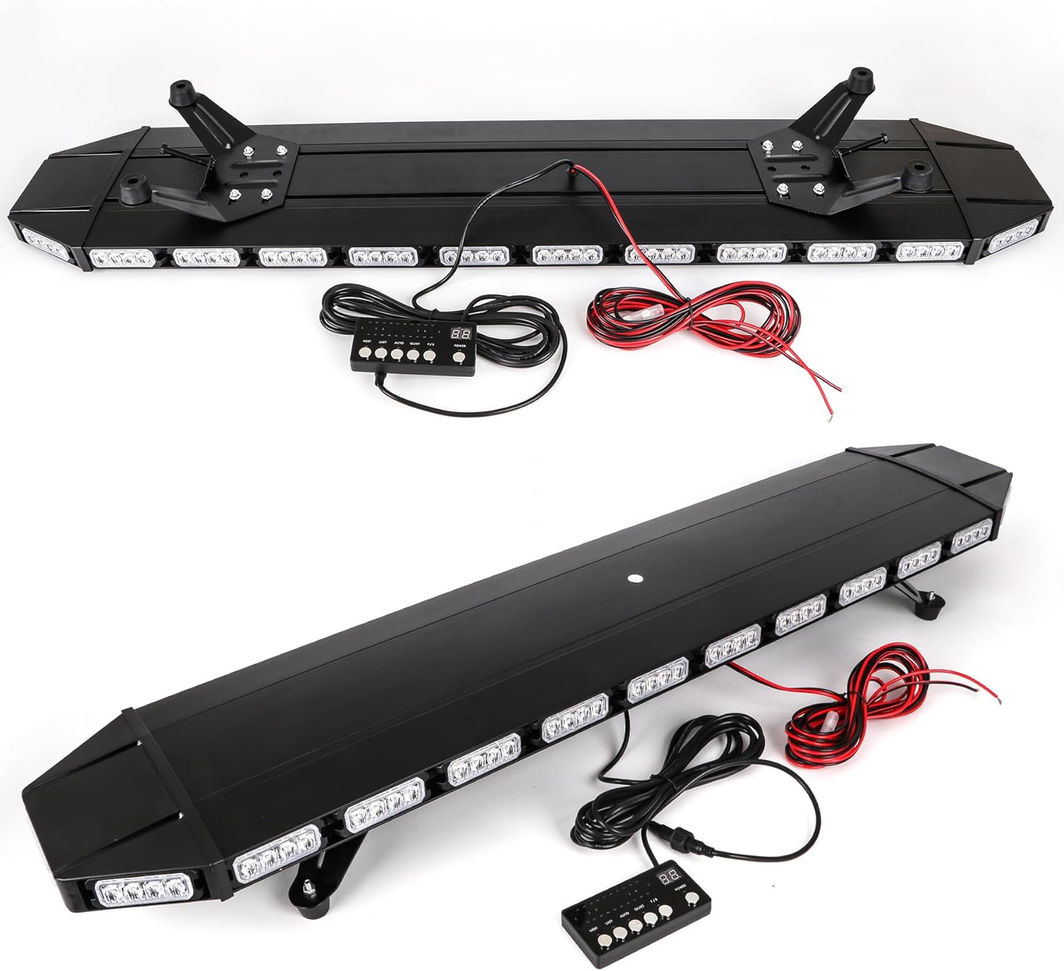 CUMART 48" 104LED Extreme High Intensity Construction Emergency Warning Strobe Light Bar Rooftop Low Profile Law Enforcement Hazard Flashing for Tow Truck Vehicle (Amber/Amber)