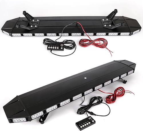 Miniatura 7 de Barra de luz estroboscópica de advertencia de emergencia de construcción de alta intensidad de 48 pulgadas, 104 LED, perfil bajo, peligro de