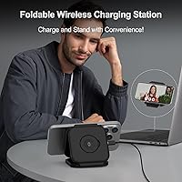 Vista 6 de Wireless Charging Station for Apple Multiple Devices - 3 in 1 Foldable Magnetic Wireless Charger - Travel Charging Pad for iPhone 16 15 14 13 12 Pro