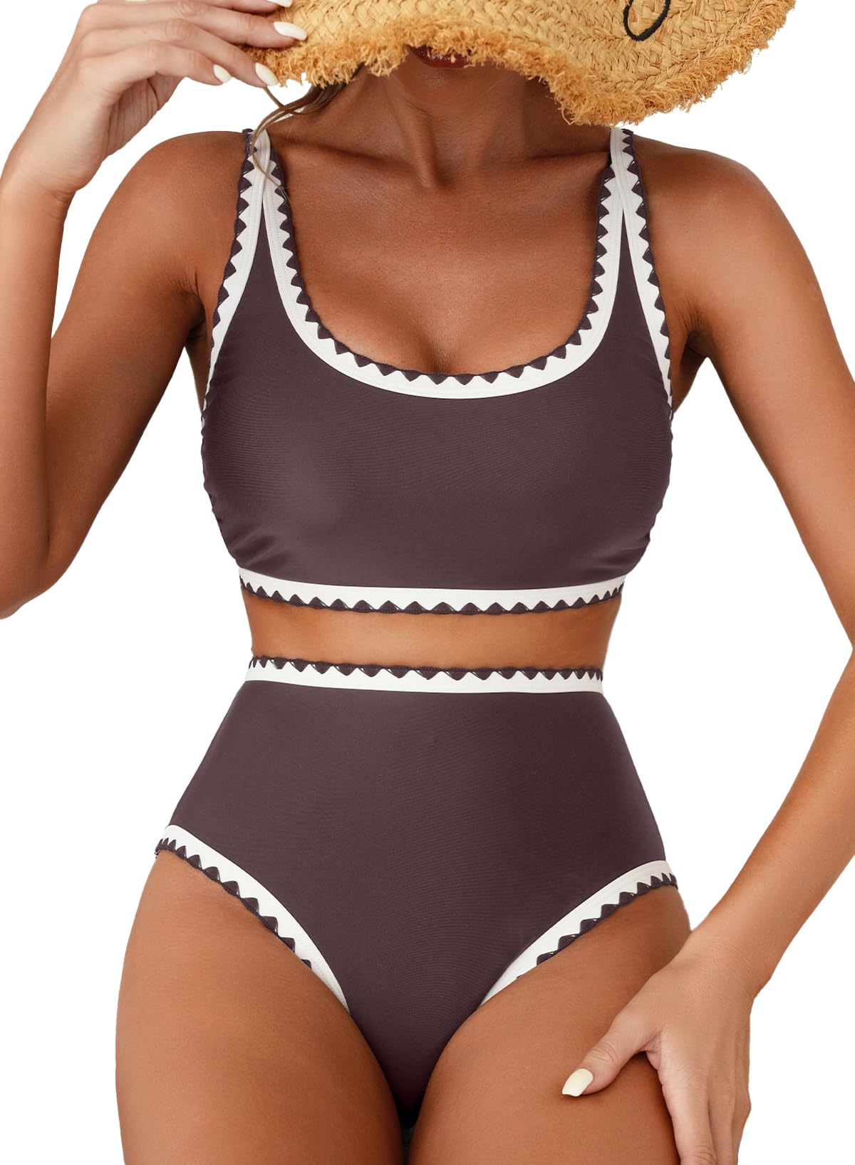 Photo 1 of Herseas Womens Bikini Sets High Waisted Plus Size Swimsuits 2026 Push Up Top Adjustable Straps Tummy Control Bathing Suits Slimming Teen Sporty Beach Beach Vacation Clothes Large