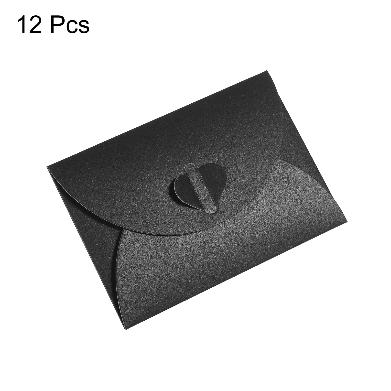 PATIKIL Gift Card Envelopes, 12 Pack Heart Shaped Clasp Small Gift Cards Holder Mini Envelope for Birthdays Weddings Black - Image 3