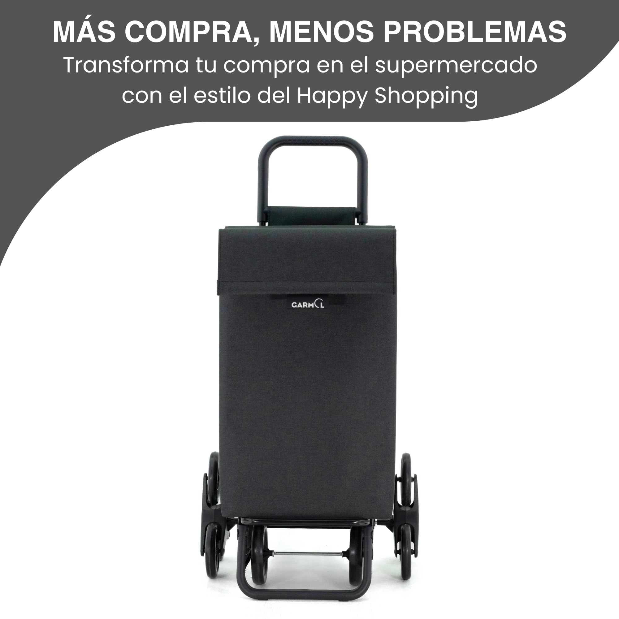 GARMOL Carro de la Compra Plegable 48 Litros | Carro de la Compra 8 Ruedas Gran Capacidad | Carrito Compra Plegable Color Negro