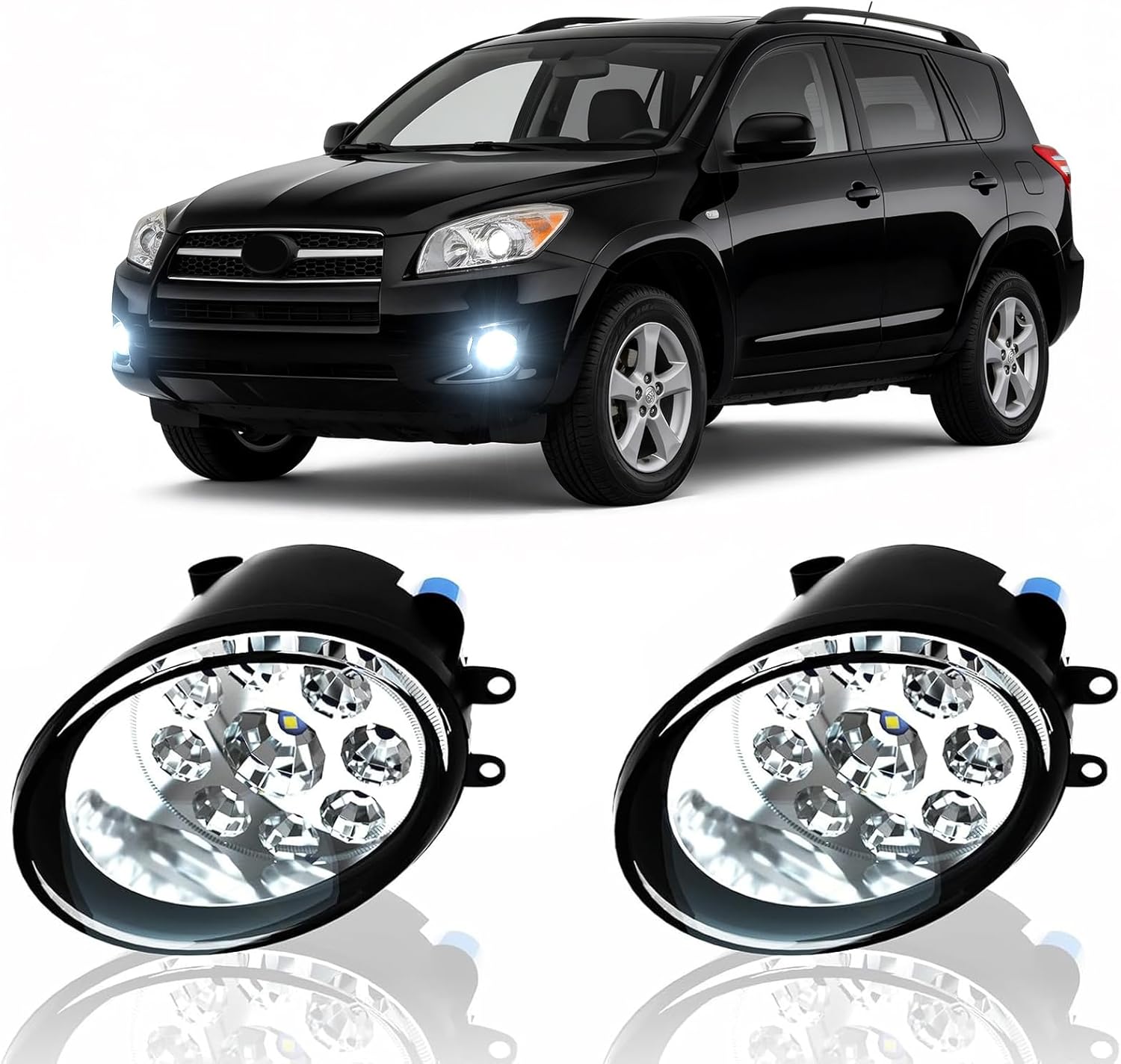LED Fog Light For 2006-2012 Toyota RAV4 Pair Bumper Fog Light Driving Lamp Bulbs Fog Light Assemblies,6000k White,Pack of 2