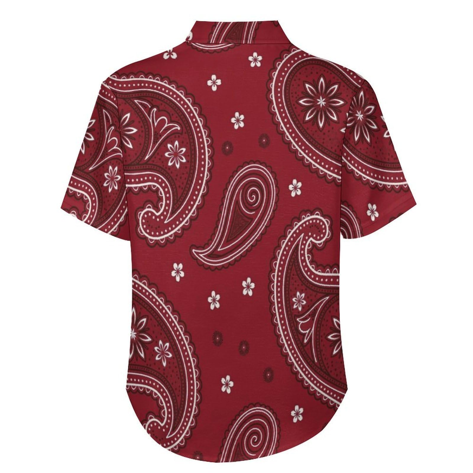 Camicia da Uomo Button Down con Stampa Motivo Paisley, Arte Etnica Camicia Hawaiana Casual a Maniche Corte Camicie da Spiaggia Camicie da Vacanza