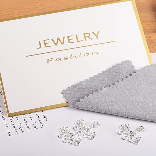 Miniatura 10 de Anillos de plata de ley para hacer joyas de 0.157 in, 0.197 in, 0.236 in, plata de ley 925, anillos de salto abiertos para bricolaje (60 unidades)