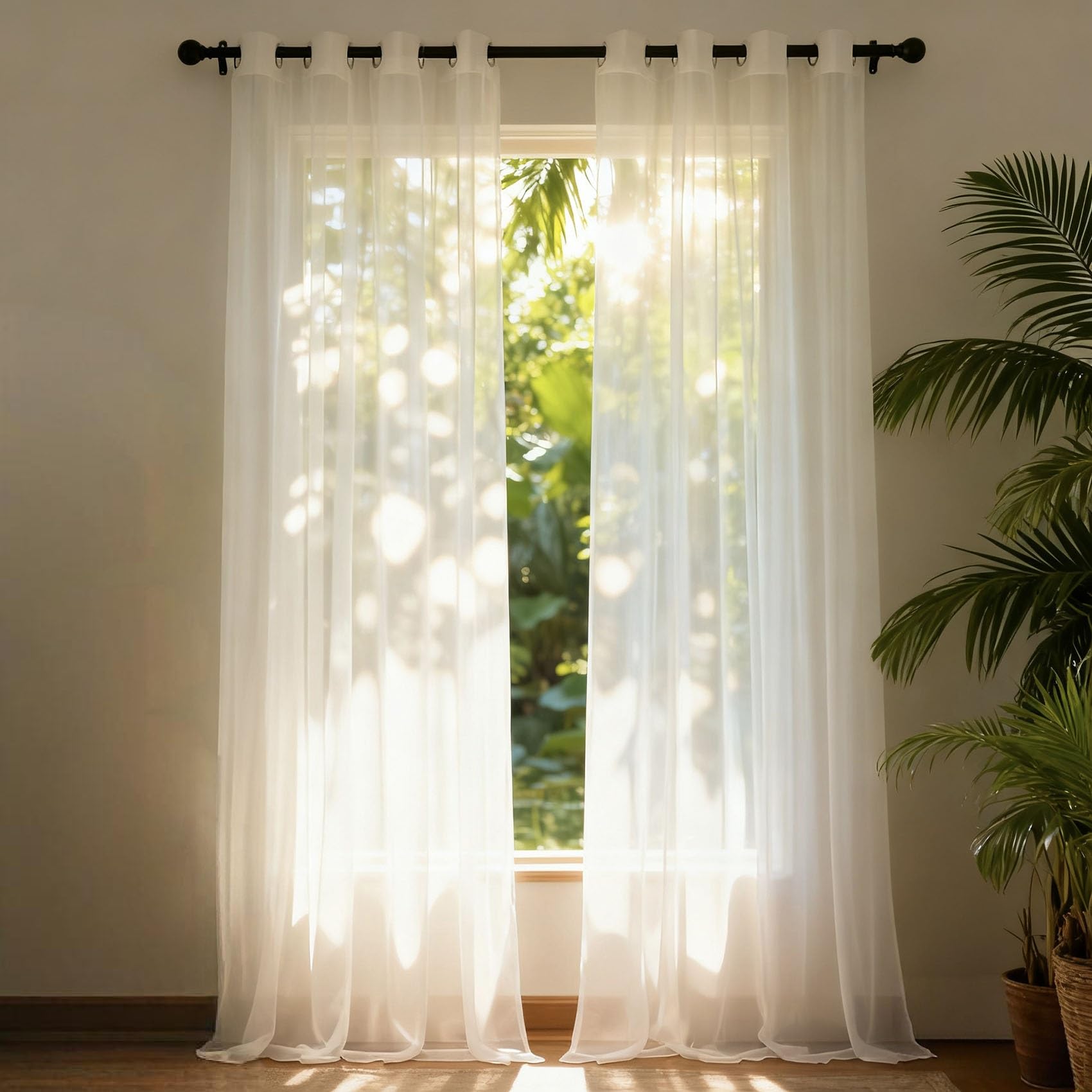 Cortinas visillos blancas de 190x165 cm para iluminar habitaciones oscuras con ventanas