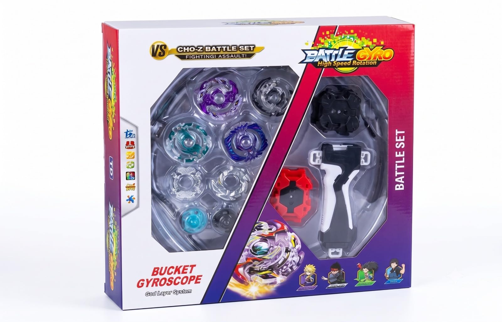 Battle Gyro High Speed Rotation Cho-Z Battle Set for Kids | 4 Gyros, 2 Launchers, Battle Arena Stadium Included | Spinning Top Toy Set | Burst Battle Game | Ages 8+ | Multicolor-image-49