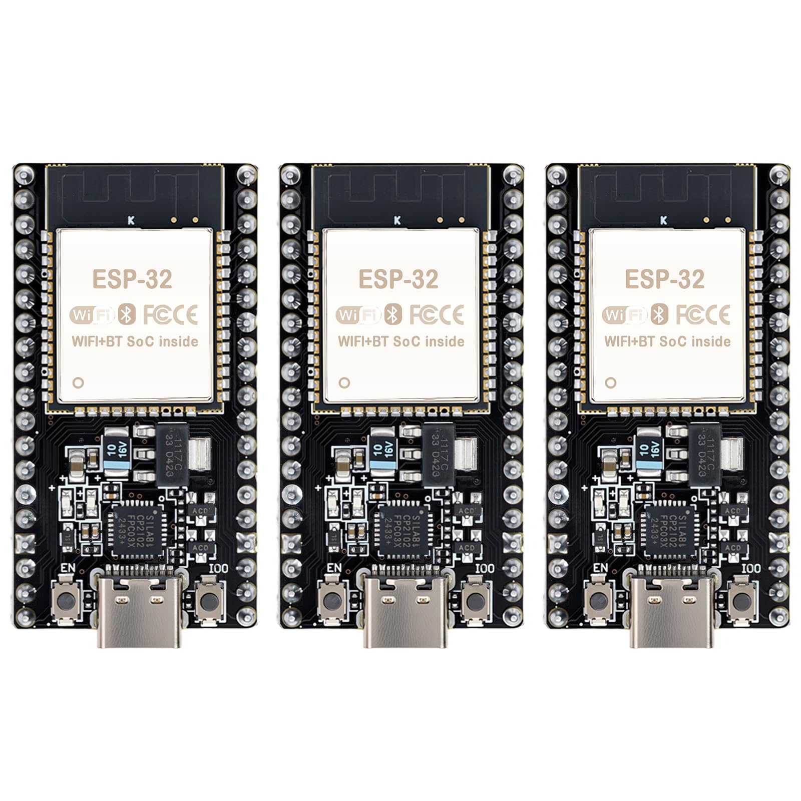3-pak modułów płytki rozwojowej ESP32-DevKitC-32 (ESP-32D, ESP-32 CP2012 USB C z 38 pinami), obsługujące STA/AP/STA+AP, z dwurdzeniowym Wi-Fi + Bluetooth i interfejsem typu C.