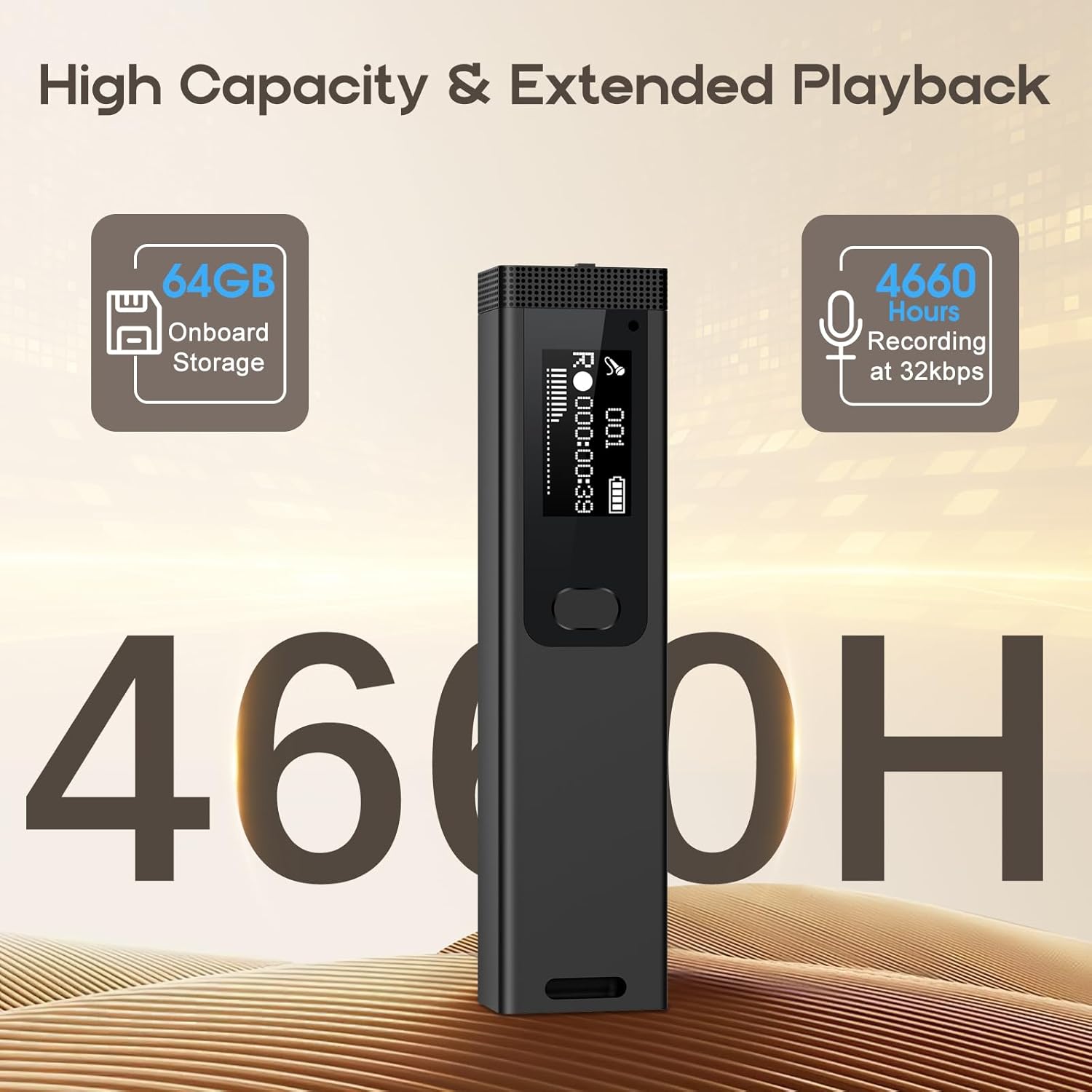 Mini Digital Voice Recorder - 1536Kbps Voice Activated Recorder with Noise Reduction, 64GB Audio Recorder for Lectures Meeting Interviews, Magnetic Tape Recorder Portable Mini with USB, MP3 Player