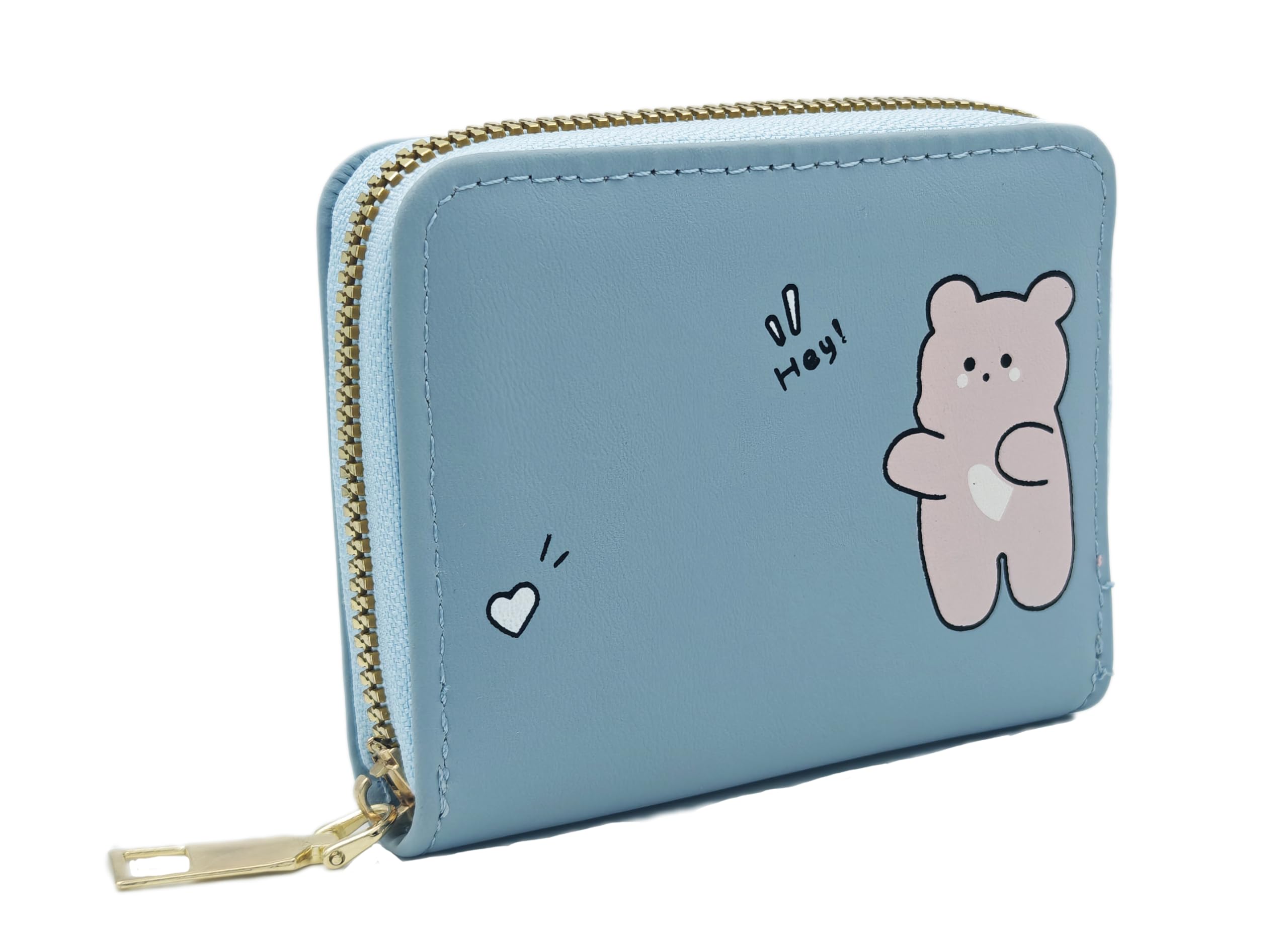 Women Small Wallet Wallets for Girls Credit Card Holder Coin Purse Zipper Small Secure Card Case Cute Wallets Mini Wallets for Women (Blue_Bear)-image-48