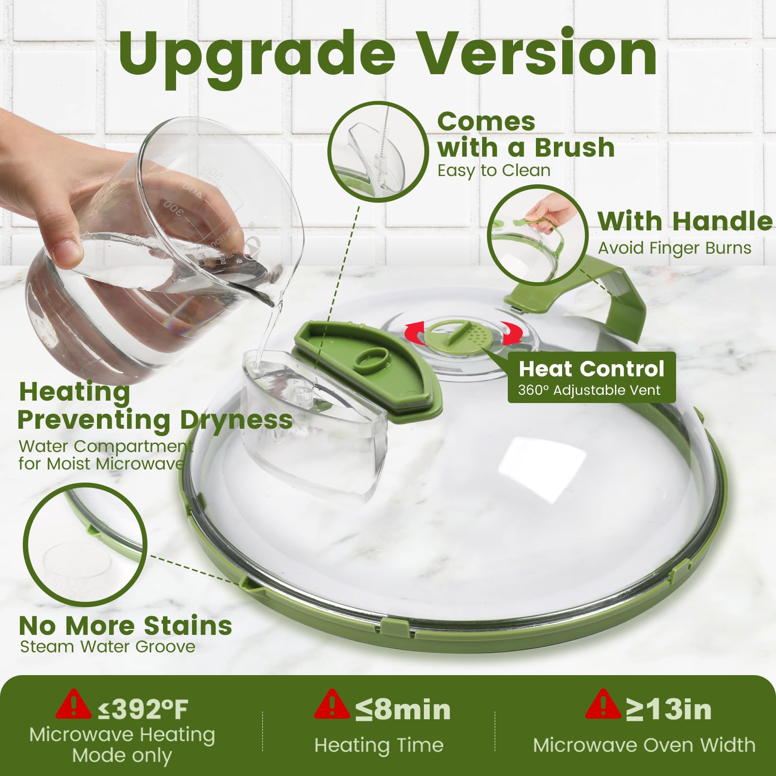 Microwave Splatter Cover 12 Inch, Clear Microwave Cover With Water Steamer, High Microwave Cover For Food Bpa-Free, Microwave Food Cover With Water Steam, Ideal For Large Dishes