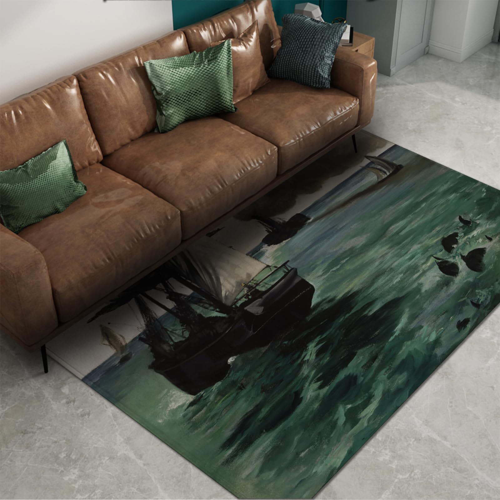 Tapis paysage marin Edouard Manet 60x90cm pour égayer un bureau à domicile sombre