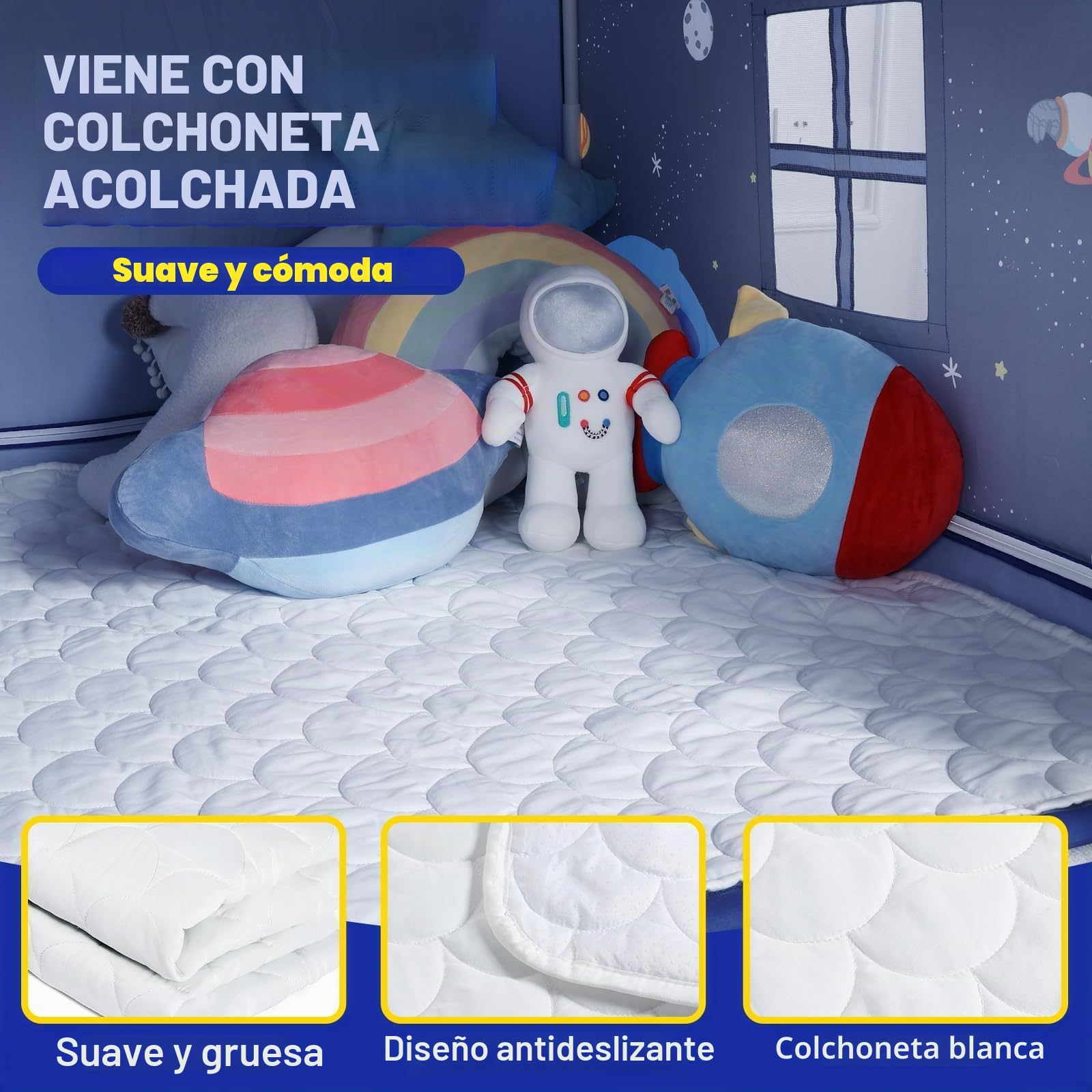 Wilwolfer Casita Infantil con Alfombra: Casa de Jugar para Interiores y Exteriores - Rincón Acogedor para Niños - Tienda de Campaña Infantil para Niños y Niñas (Negro)