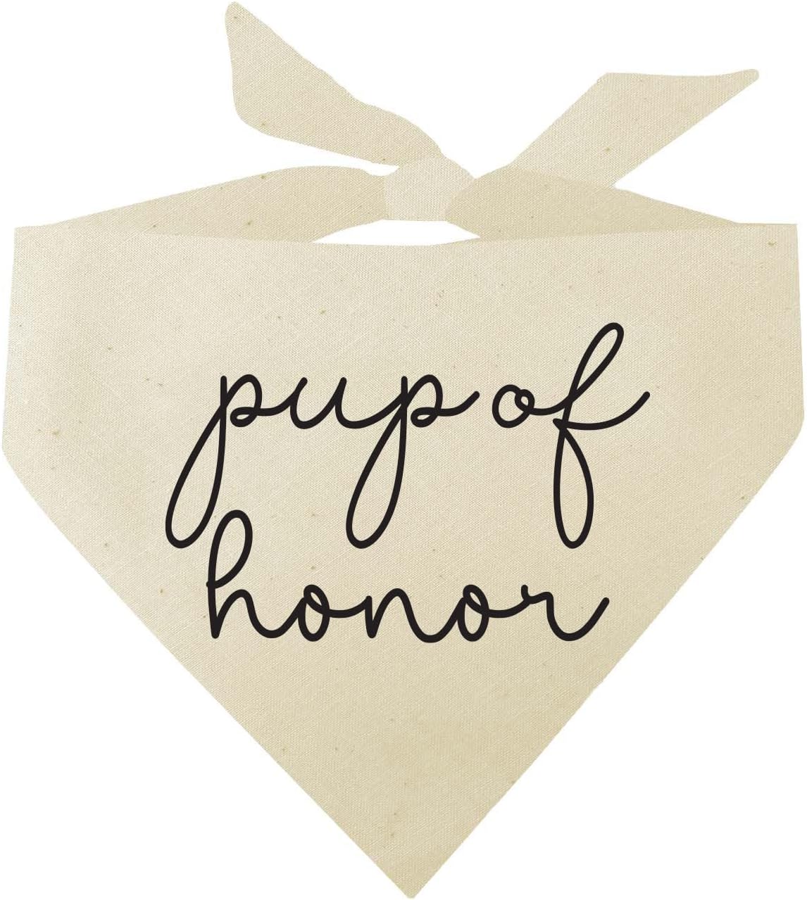 Pup of Honor | Maid of Honor| 100% Unbleached Cotton Triangle | Made in USA | Wedding Engagement Announcement Photoshoot Prop | Bridal Shower Gift | Party | Natural One Size (952)