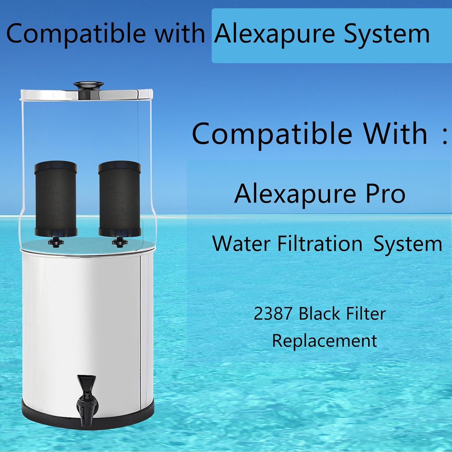 2387 Filter Replacement Compatible with Alexapure Water Filter Replacement, for Alexapure Pro Water Filtration System Black - 4 Pack