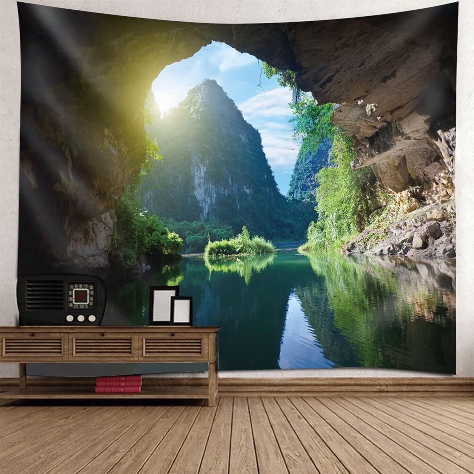 Tapisserie montagne et mer lavable pour habiller un mur de chambre