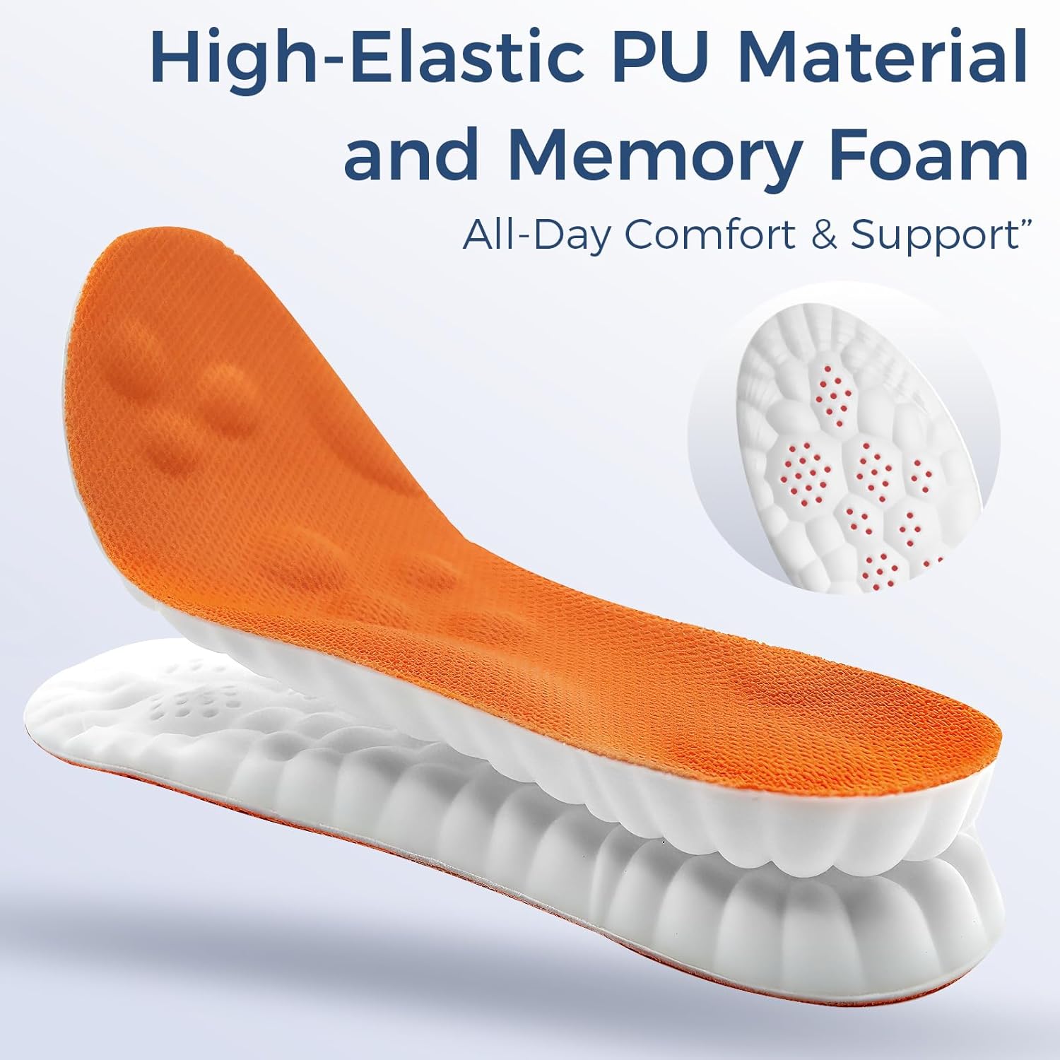 Steppers Insoles for Men & Women – Cloud-Feel Memory Foam Inserts with Arch Support, Trim-to-Fit Design for All-Day Comfort at Work & Running – Orange & Grey (Yellow, 265-285mm|W 9.5-11.5|M 8.5-10.5) - Image 4