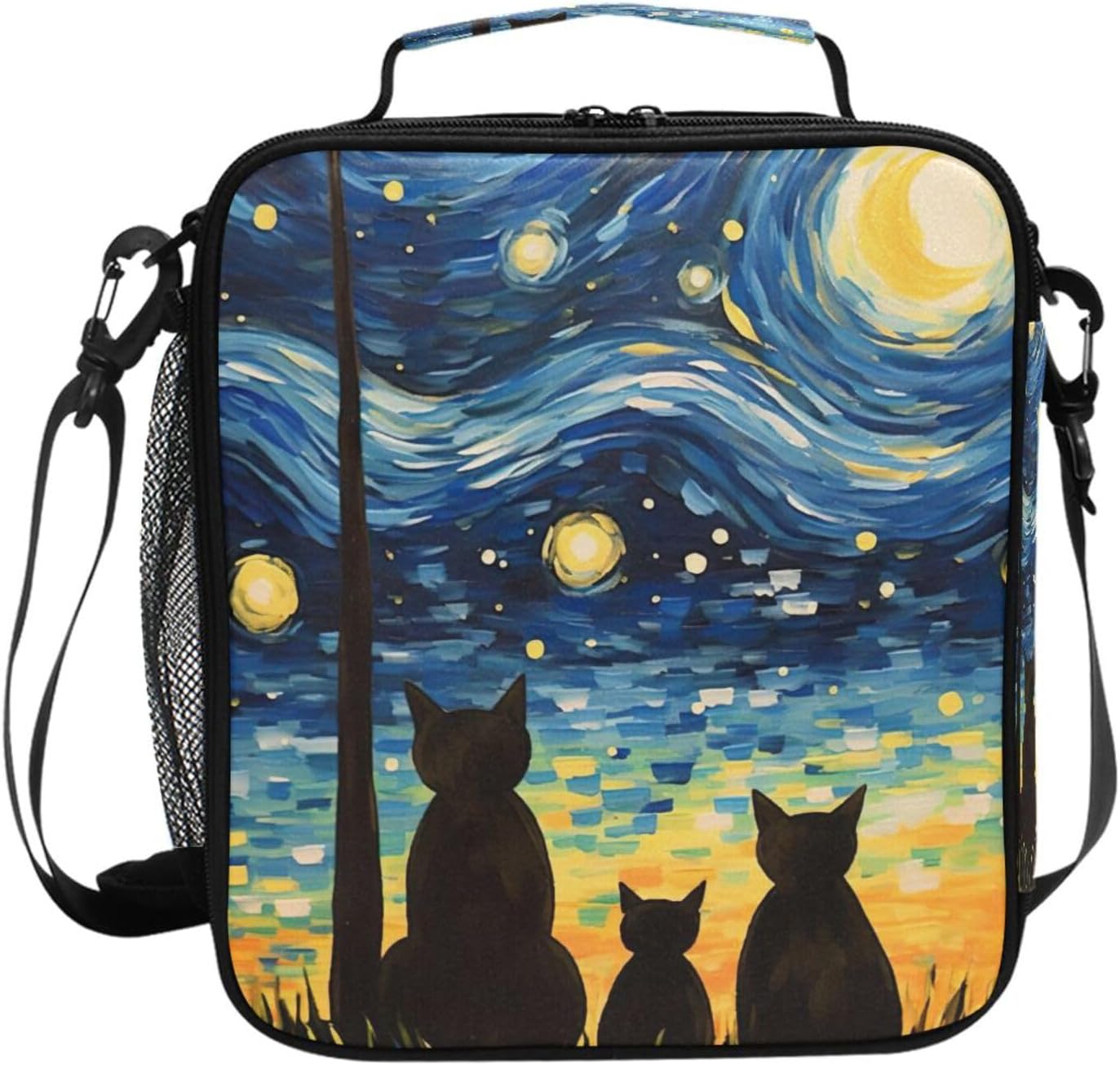 Van Gogh Starry Night Cat Lunch Bag Kids Reusable Insulated Lunch Box for Girl Boy Lunch Tote Bags Cooler Bags Lunchbox for School Work Picnic 21342573