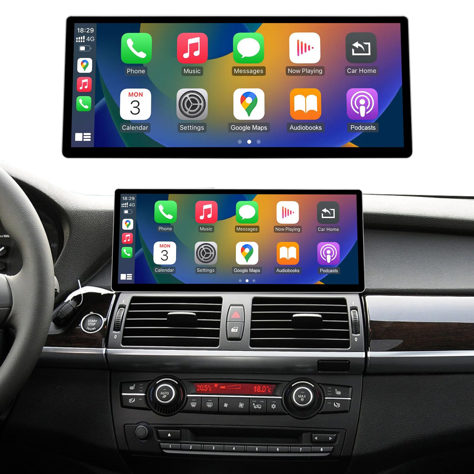 Road Top 12.3" Ultra-Narrow Touchscreen Wireless CarPlay Android Auto for BMW X5 X6 Series E70/E71 2009-2013 Year with CIC System, Car Stereo Multimedia Radio Receiver