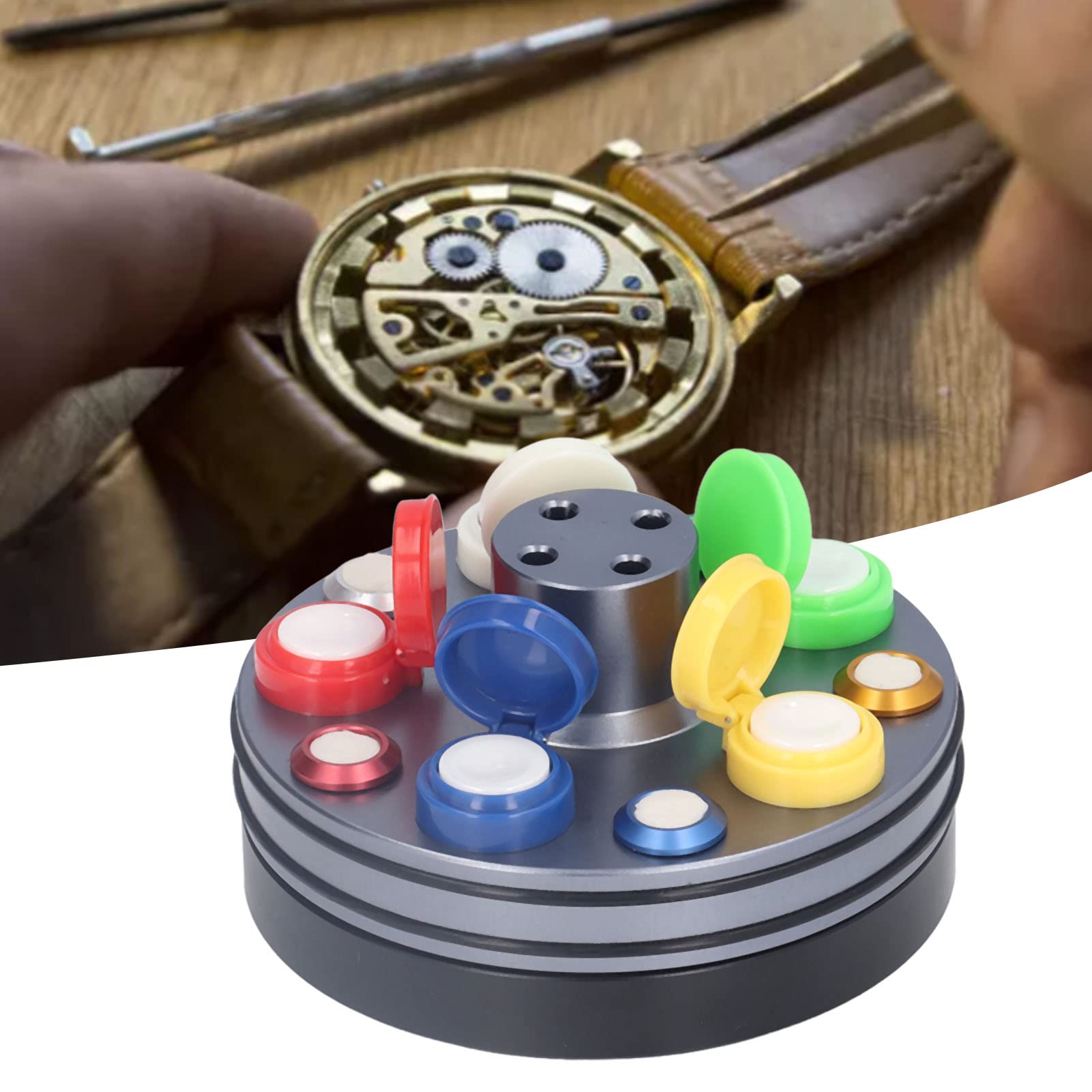Focket Piatto Oliatore per Orologi, Tazze per Olio per Riparazione Orologi Rotanti Professionali a 5 Piatti, Strumento per Riparare Orologi per Giradischi in Metallo con Cinque Tazze