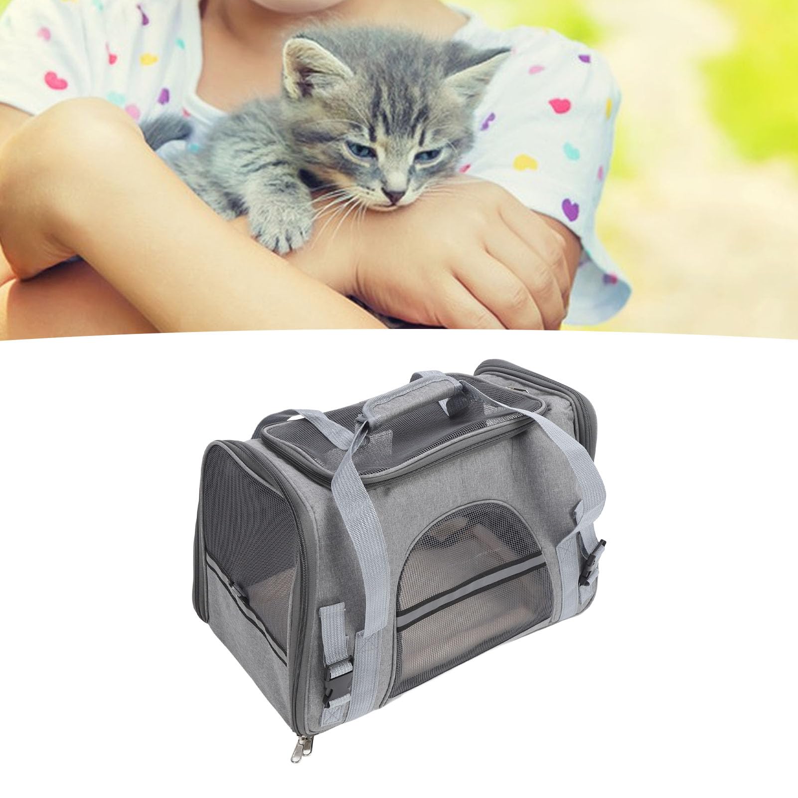 Borsa da Trasporto per Gatti, Borsa Morbida da Trasporto per Animali Domestici per Campeggio all'aperto (GREY)