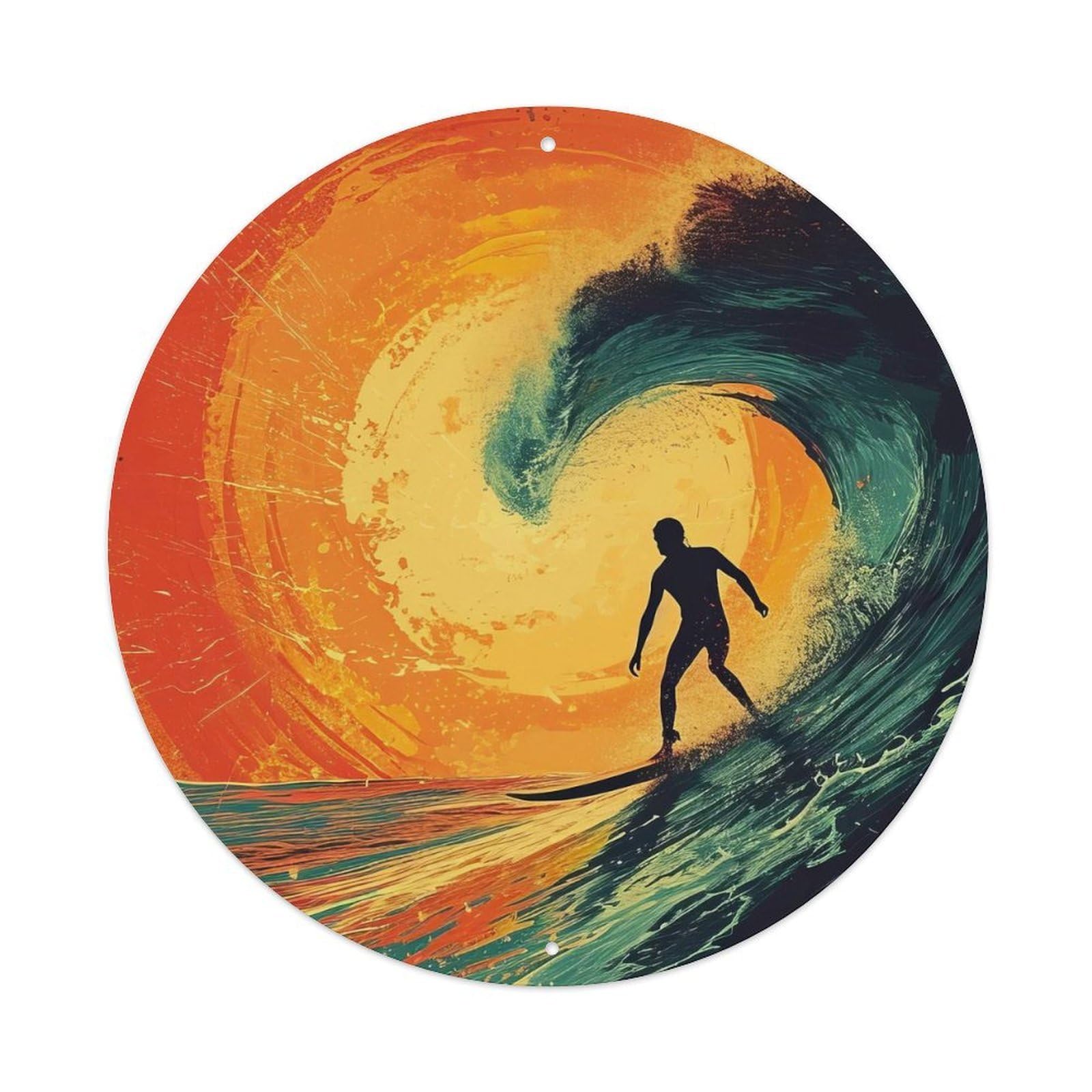 Extreme Sports Orange Journey of Surfers Metal Tin Sign